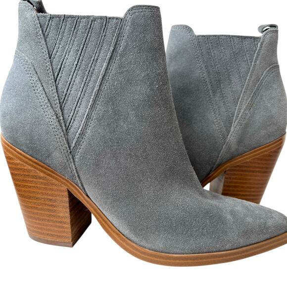 MARC FISHER Gadri Bootie in Gray Suede, 3.5" Heel Ankle Boots Women's Size 8 - Picture 7 of 13